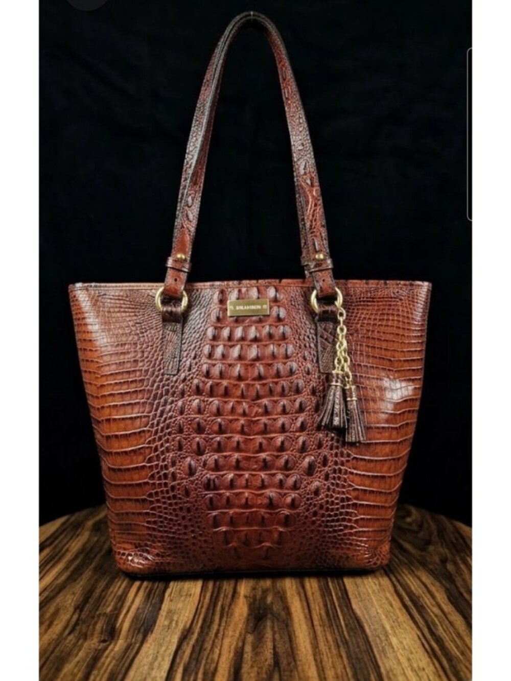 Brahmin Crocodile Embossed Leather Asher Pecan Melbourn Tote